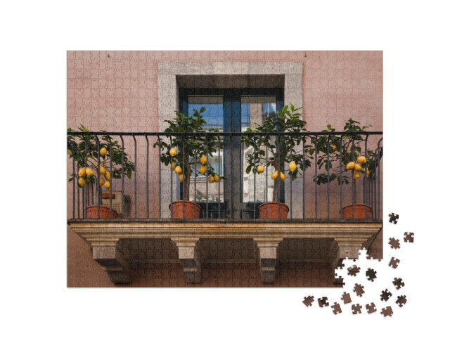 Puzzle 1000 pezzi „Limoni sul balcone a Toarmina, Italia“