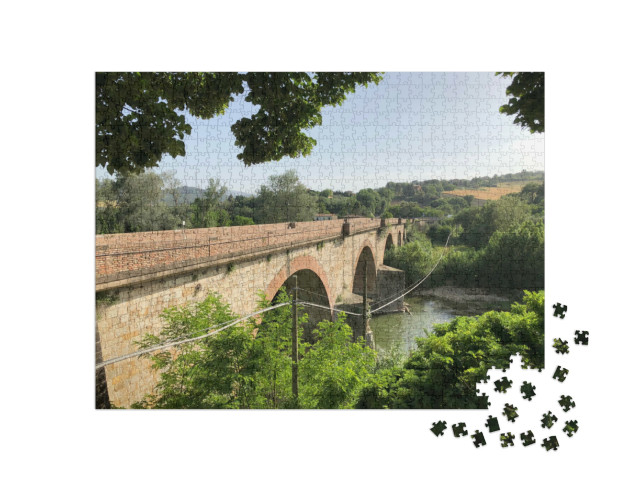 Puzzle 1000 pezzi „Ponte di Pontecuti, fiume Tevere, Italia“