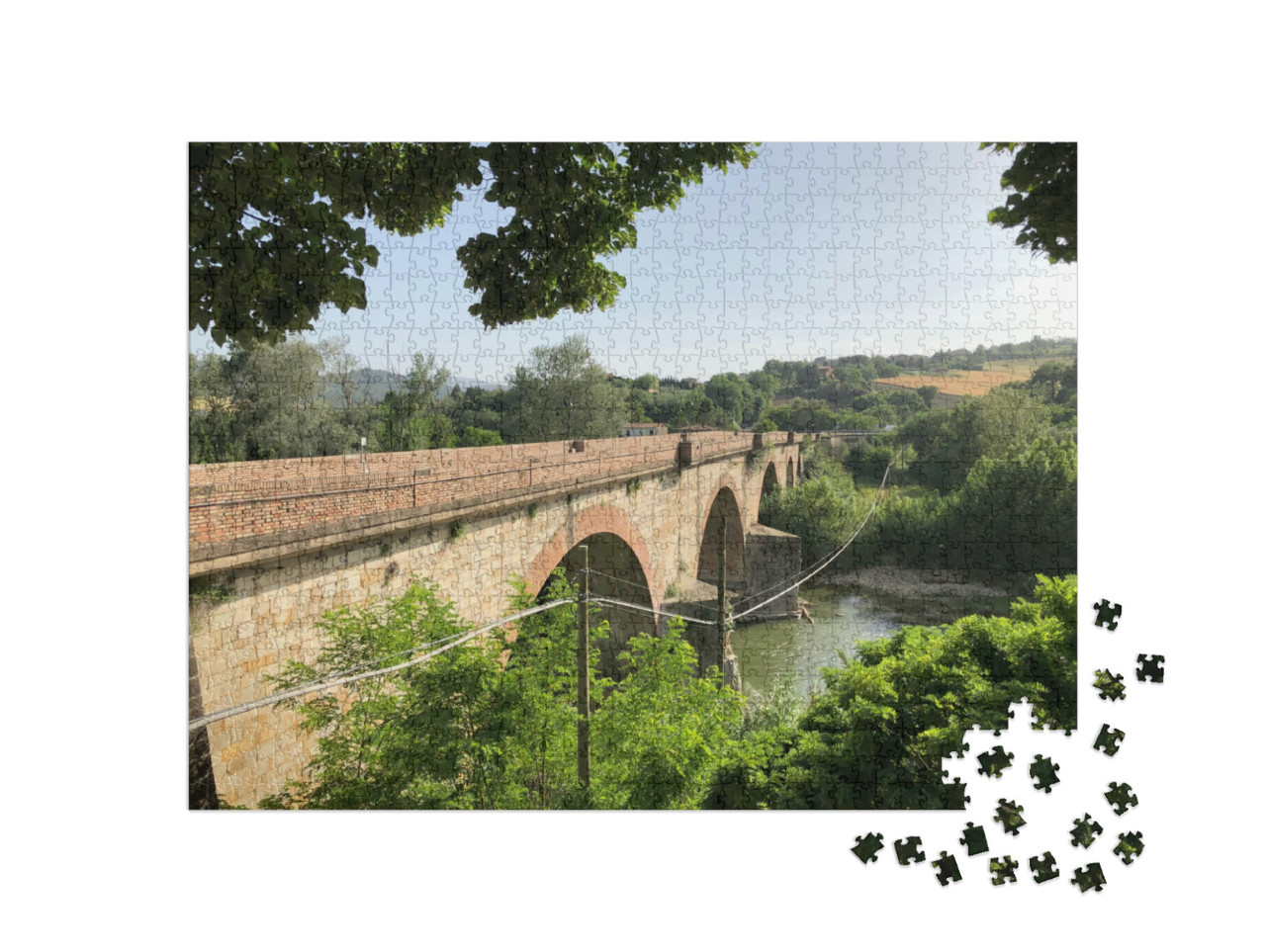 Puzzle 1000 pezzi „Ponte di Pontecuti, fiume Tevere, Italia“