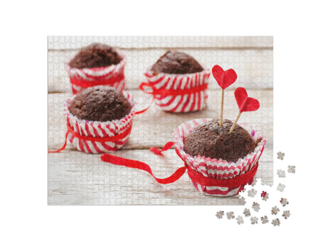 Puzzle 1000 pezzi „Muffin al cioccolato per San Valentino“