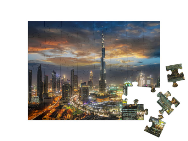 Puzzle 48 pezzi „Dubai Business Bay di notte“