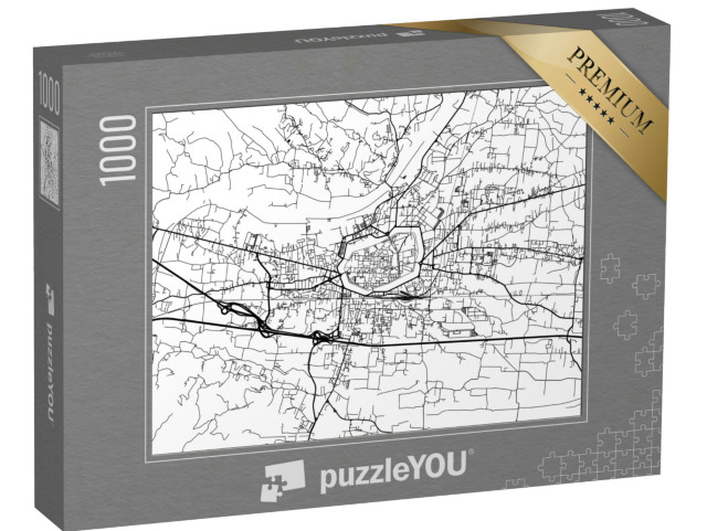 Puzzle 1000 pezzi „Mappa vettoriale della città di Lucca in Italia con strade nere isolate su sfondo bianco.“