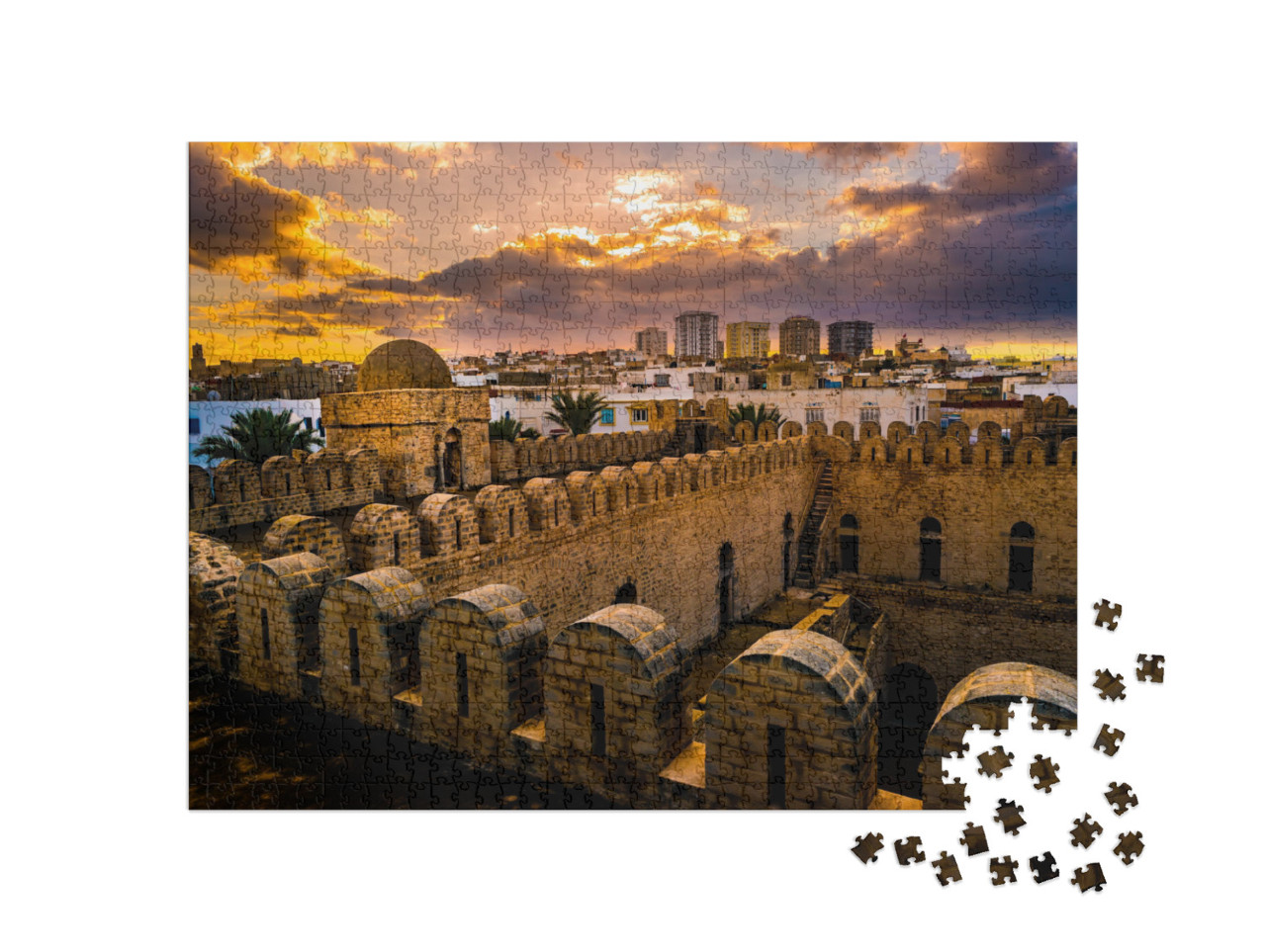 Puzzle 1000 pezzi „Vista dalle mura della fortezza di Ribat a Sousse, Tunisia“