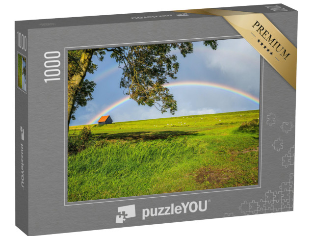 Puzzle 1000 pezzi „Arcobaleno su un pascolo collinare“