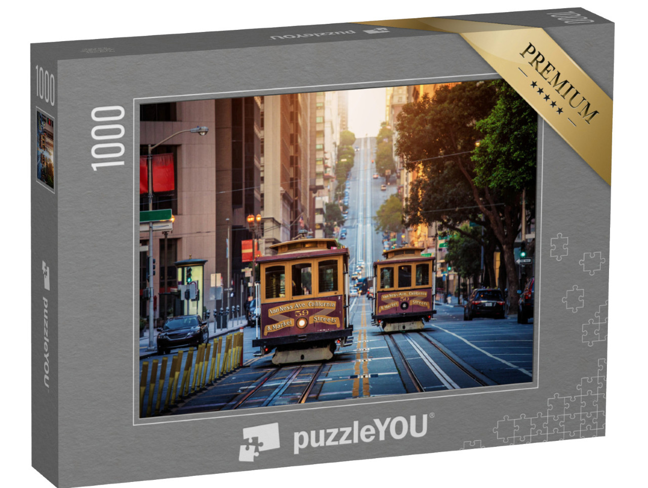 Puzzle 1000 pezzi „Funivie su California Street al mattino, San Francisco, USA“