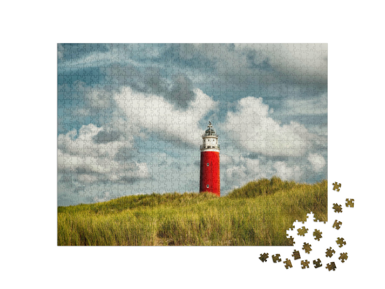 Puzzle 1000 pezzi „Il faro rosso sull'isola di Texel, Paesi Bassi“