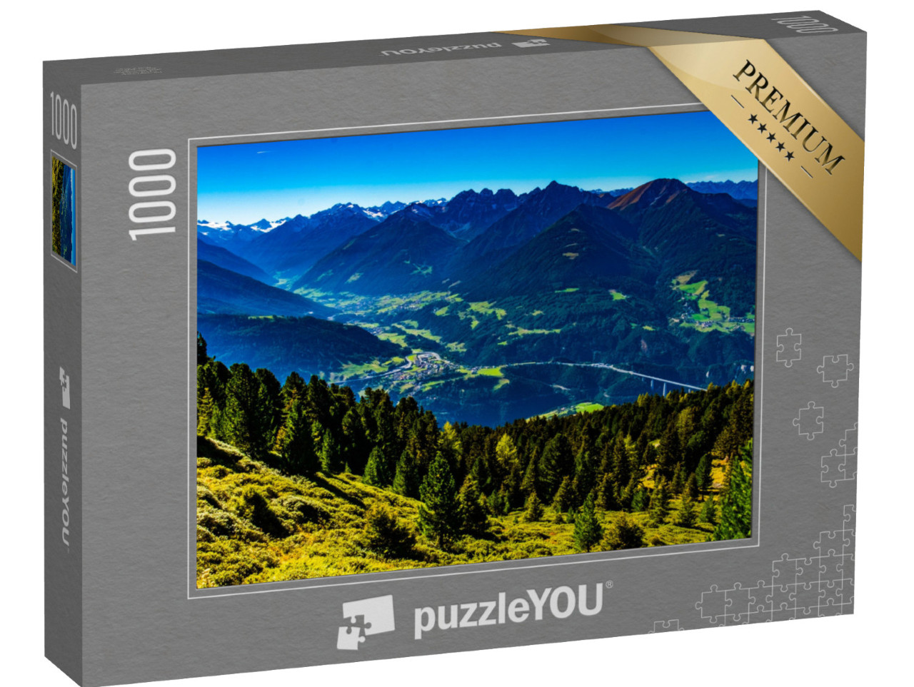 Puzzle 1000 pezzi „Vista sulla valle dello Stubai dal Patscherkofel in Tirolo“