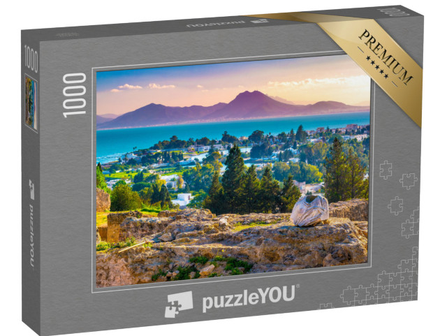 Puzzle 1000 pezzi „Vista dalla collina di Byrsa con gli antichi resti di Cartagine, Tunisi, Tunisia“