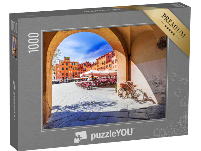 Puzzle 1000 pezzi „Lucca, Italia - Vista della Piazza dell'Anfiteatro attraverso l'arco, antico anfiteatro romano“