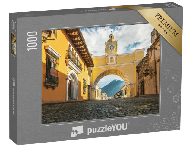 Puzzle 1000 pezzi „Vista spettacolare attraverso l'Arco di Santa Catalina, Antigua, Guatemala“