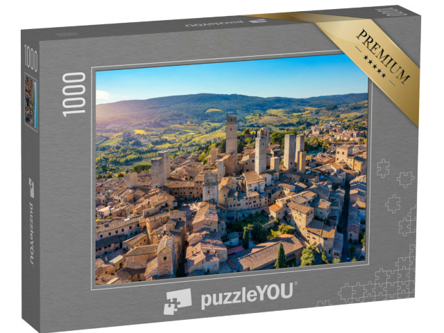 Puzzle 1000 pezzi „La città di San Gimignano in Toscana, Italia, con le sue famose torri medievali, Toscana, Val d'Elsa“