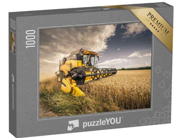 Puzzle 1000 pezzi „Mietitrebbia durante la raccolta del grano“