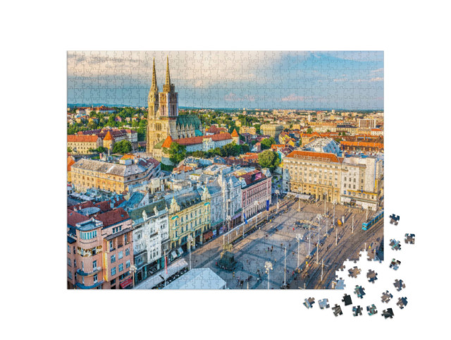Puzzle 1000 pezzi „Vista aerea della capitale della Croazia, Zagabria“