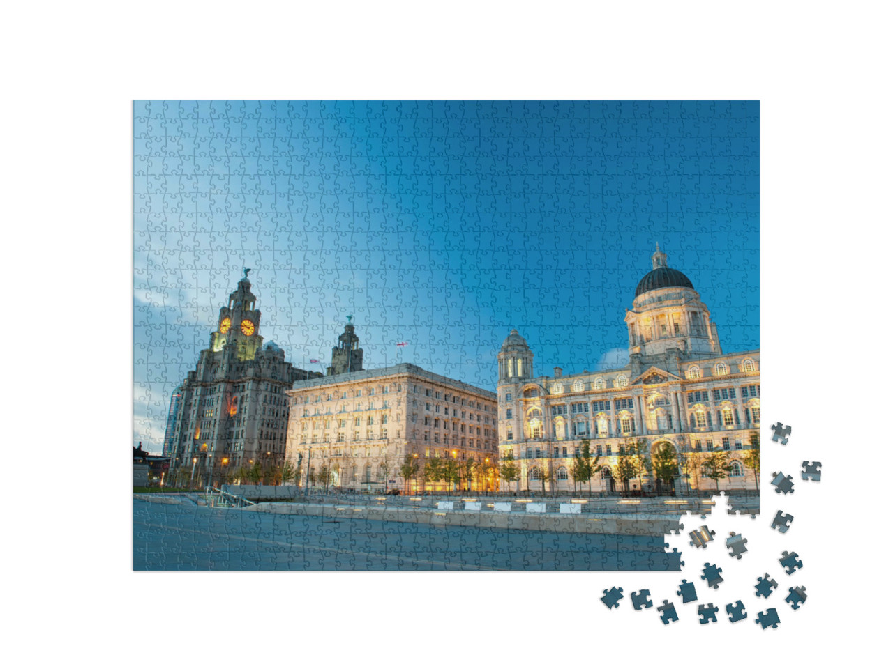 Puzzle 1000 pezzi „Liverpool di notte, Inghilterra“