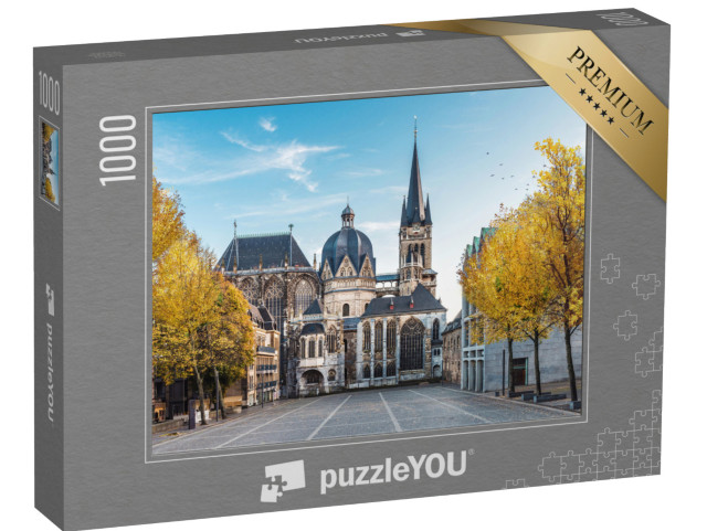 Puzzle 1000 pezzi „L'enorme cattedrale gotica di Aquisgrana in autunno, Germania“