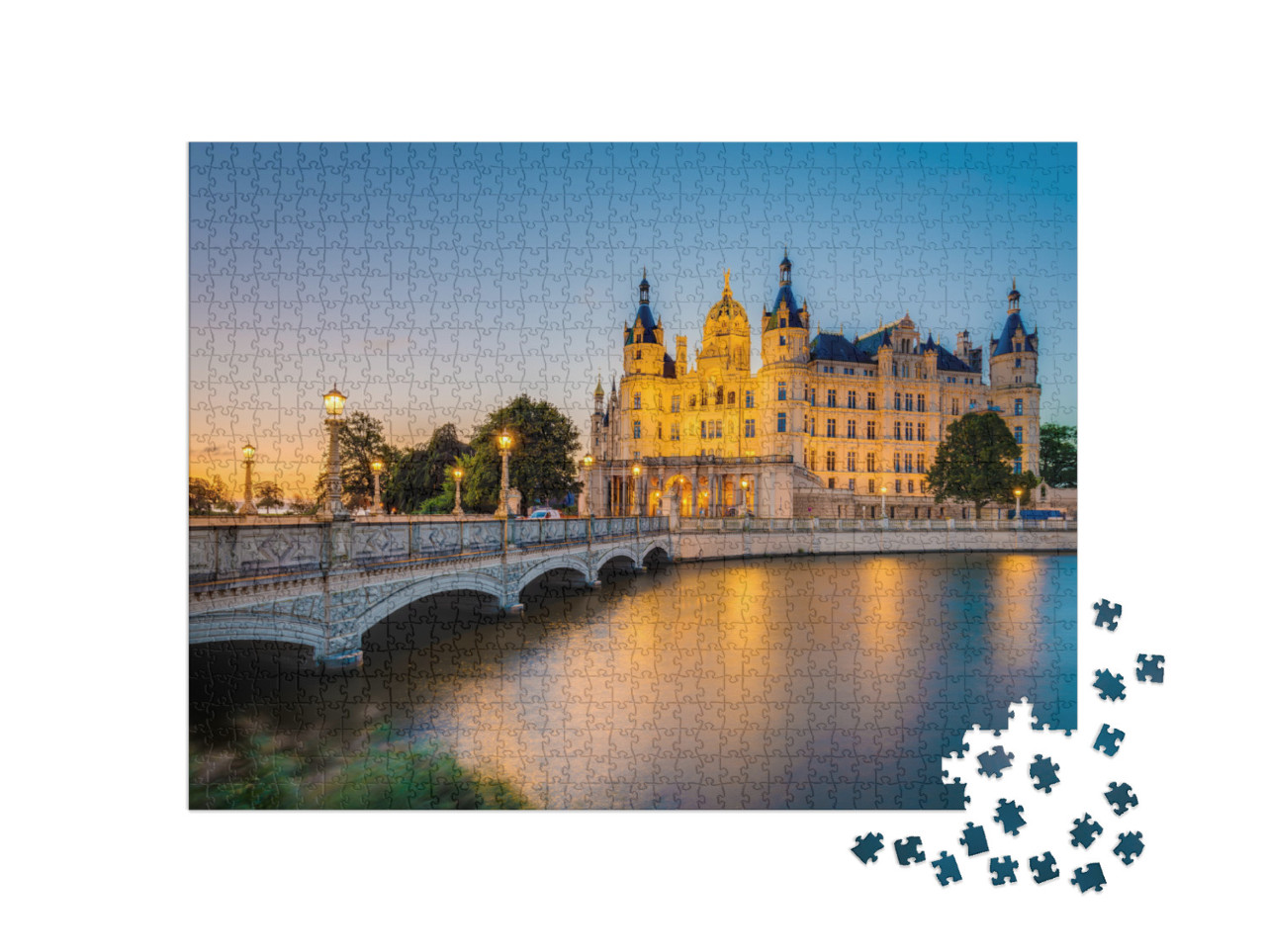 Puzzle 1000 pezzi „Castello di Schwerin: punto di riferimento della capitale del Meclemburgo-Pomerania Anteriore“