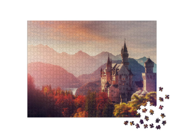 Puzzle 1000 pezzi „Il maestoso castello di Neuschwanstein, Baviera, Germania“
