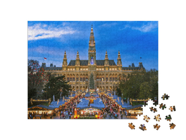 Puzzle 500 pezzi „Mercatino di Natale a Vienna, motivo invernale“