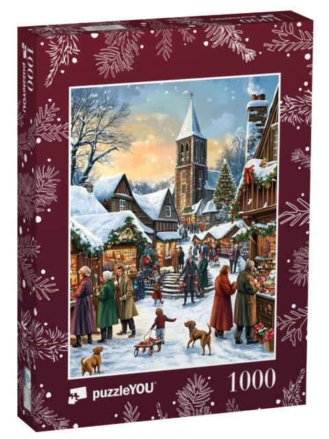 Puzzle 1000 pezzi „Mercatino di Natale in un villaggio“