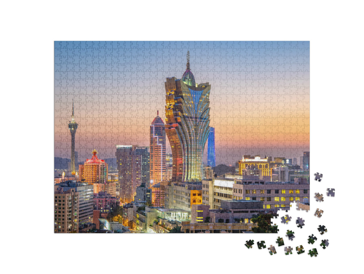 Puzzle 1000 pezzi „Lo skyline di Macao di notte“