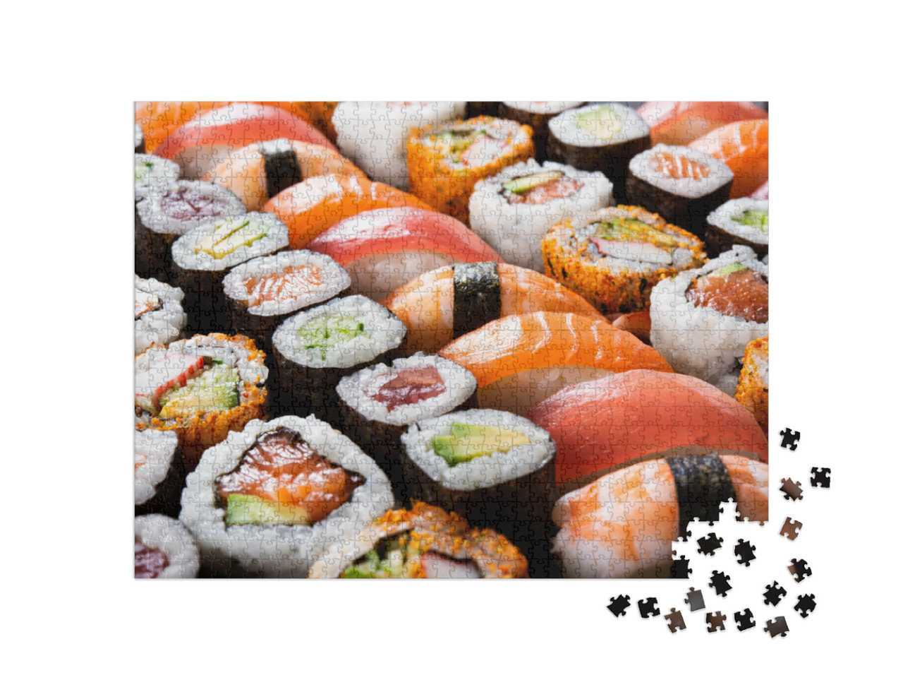 Puzzle 1000 pezzi „Selezione di sushi maki e rolls con tonno“