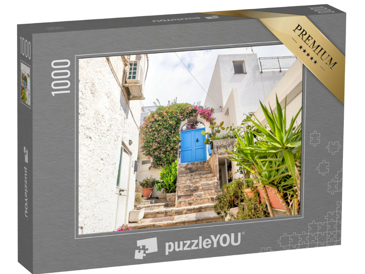 Puzzle 1000 pezzi „Vista sulle pittoresche strade di Sant'Angelo, sull'isola d'Ischia, in Italia“