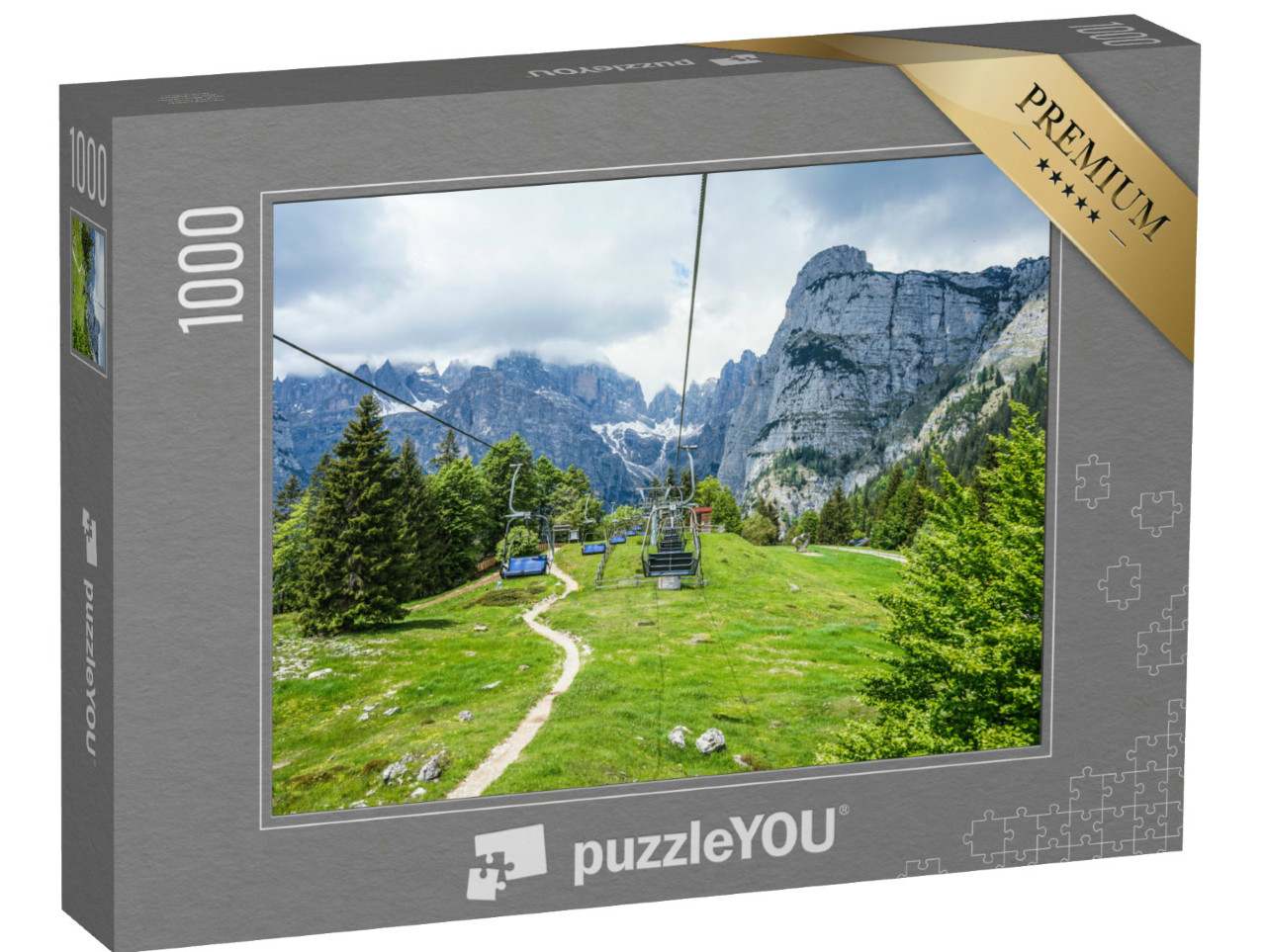 Puzzle 1000 pezzi „Seggiovia del Lago di Molveno, Trentino, Italia“