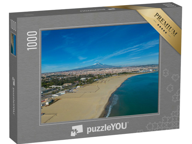 Puzzle 1000 pezzi „Spiaggia di Catania, vista sul vulcano Etna, riprese aeree“