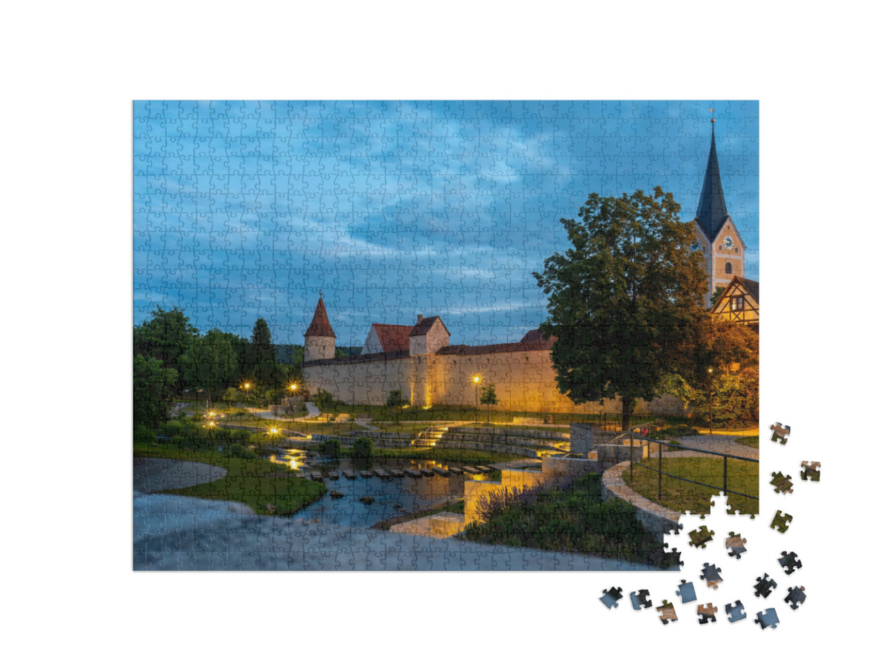 Puzzle 1000 pezzi „Berching di sera, quartiere di Neumarkt“