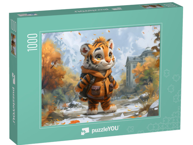 Puzzle 1000 pezzi „Tigrotto mentre va a scuola“