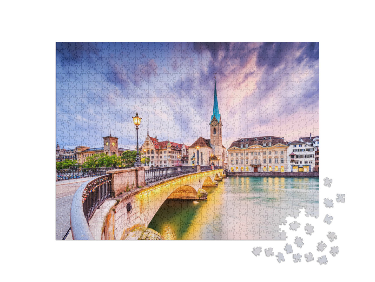 Puzzle 1000 pezzi „Centro storico di Zurigo sulla Limmat“