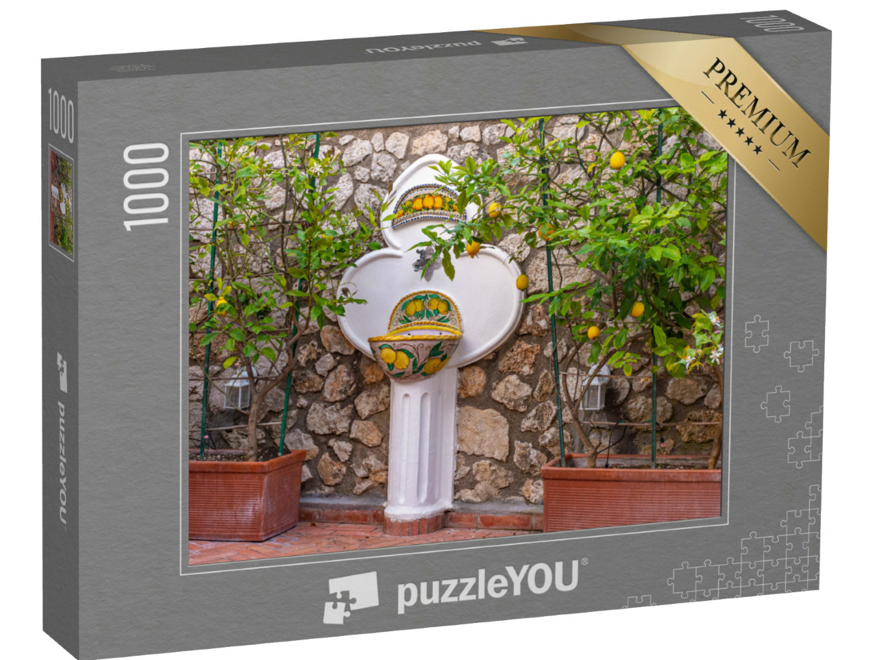 Puzzle 1000 pezzi „Italia, Capri, piante e fiori nelle tipiche stradine“
