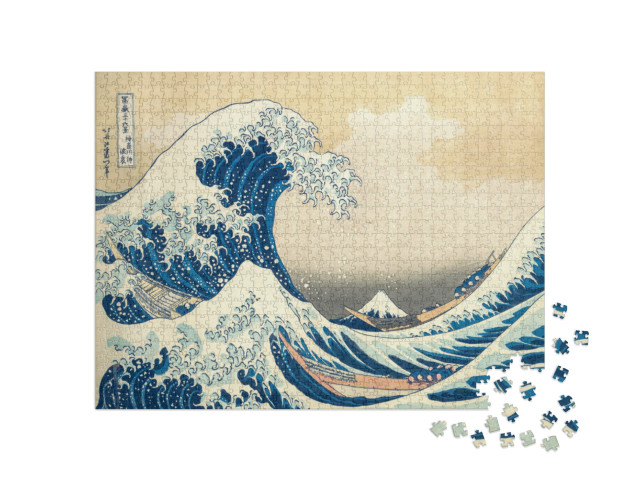 Puzzle 1000 pezzi „Katsushika Hokusai - Sotto l'onda al largo di Kanagawa“