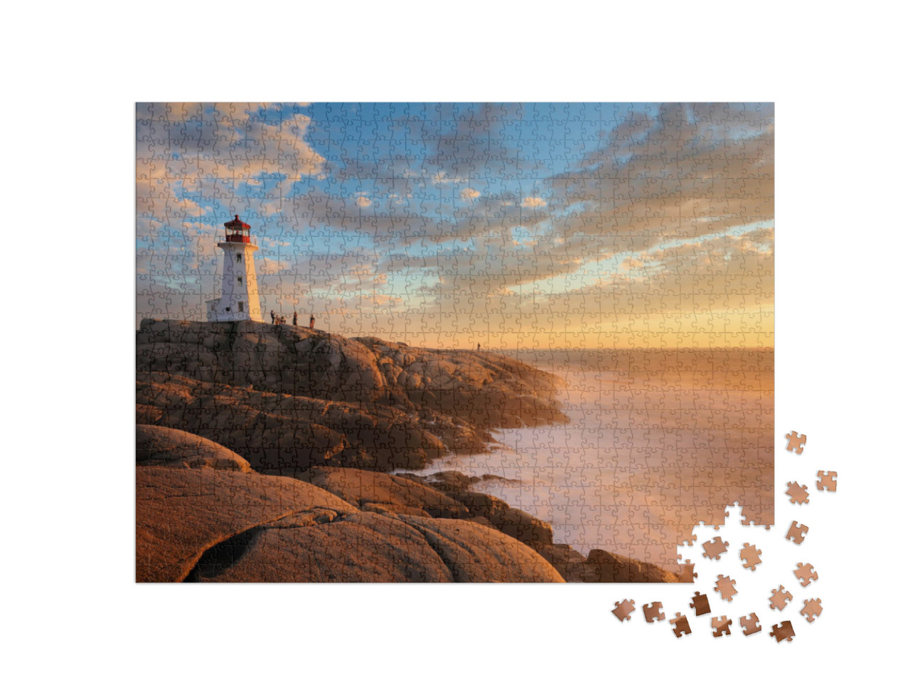 Puzzle 1000 pezzi „Tramonto sul faro di Peggy Cove, Nuova Scozia, Canada“