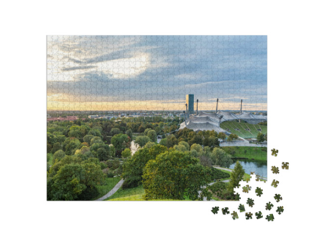 Puzzle 1000 pezzi „Tramonto sullo Stadio Olimpico di Monaco“