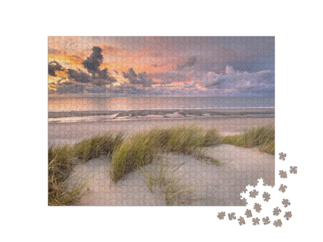 Puzzle 1000 pezzi „Tramonto sulle dune della Zelanda, Paesi Bassi“