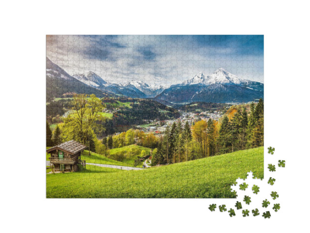 Puzzle 1000 pezzi „Vista panoramica del massiccio del Watzmann, Baviera, Germania“