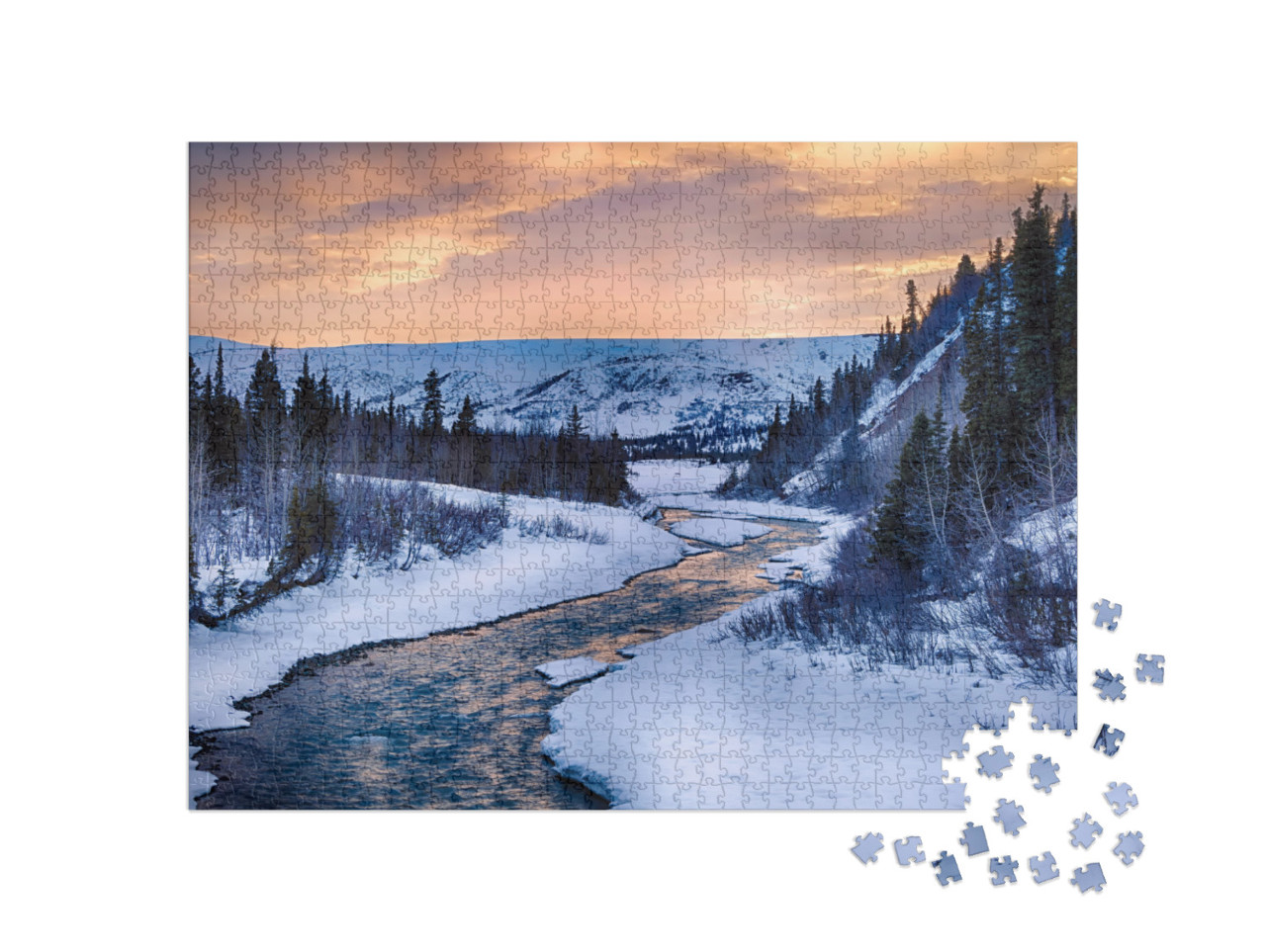 Puzzle 1000 pezzi „Le limpide acque di Phelan Creek, Alaska, USA“