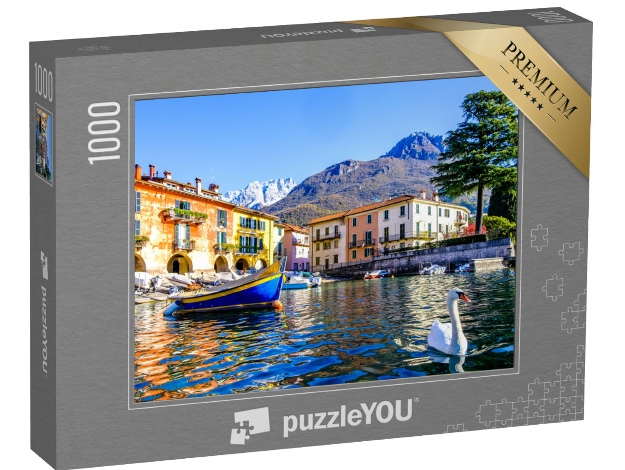 Puzzle 1000 pezzi „Centro storico e porto di Mandello del Lario in Italia, Lago di Como“
