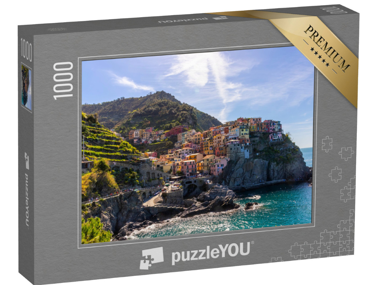 Puzzle 1000 pezzi „Manarola Village, una collezione di ville colorate in provincia di La Spezia, Liguria“