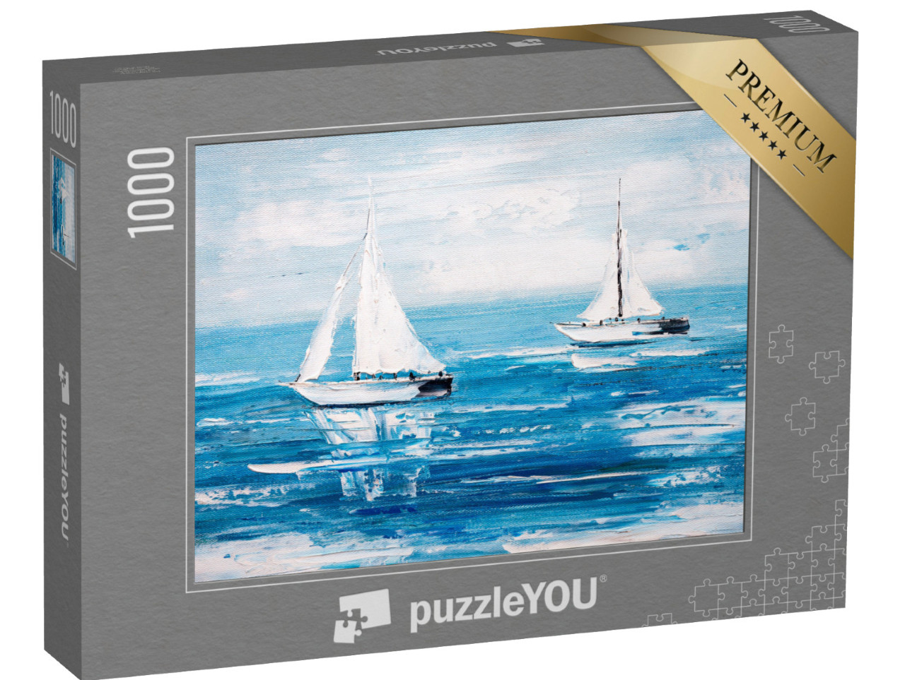 Puzzle 1000 pezzi „Pittura a olio: Due barche a vela“