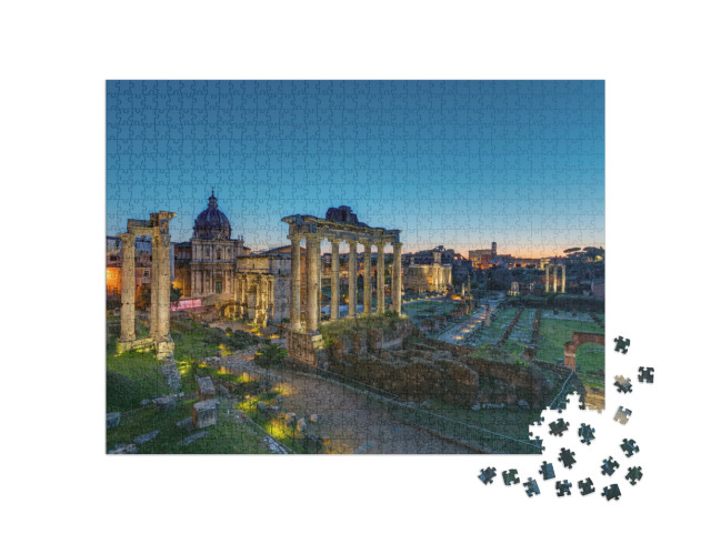 Puzzle 1000 pezzi „Le famose rovine del Foro Romano a Roma all'alba“