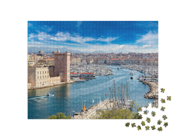 Puzzle 1000 pezzi „Castello di Saint Jean e Cattedrale de la Major, Marsiglia, Francia“