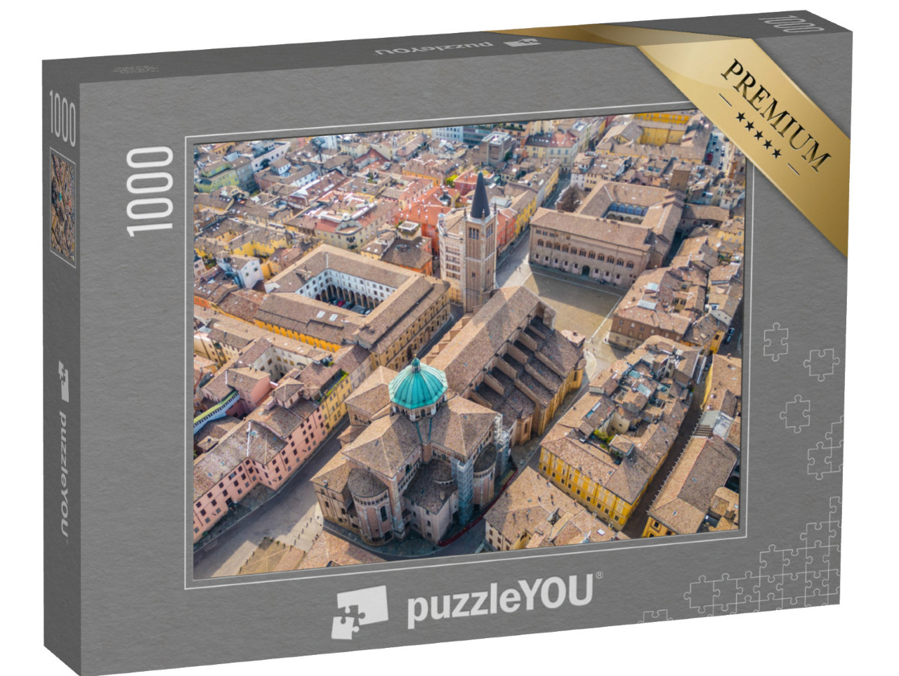 Puzzle 1000 pezzi „L'iconica Cattedrale di Parma e il Battistero di Parma, fotografati da un drone“