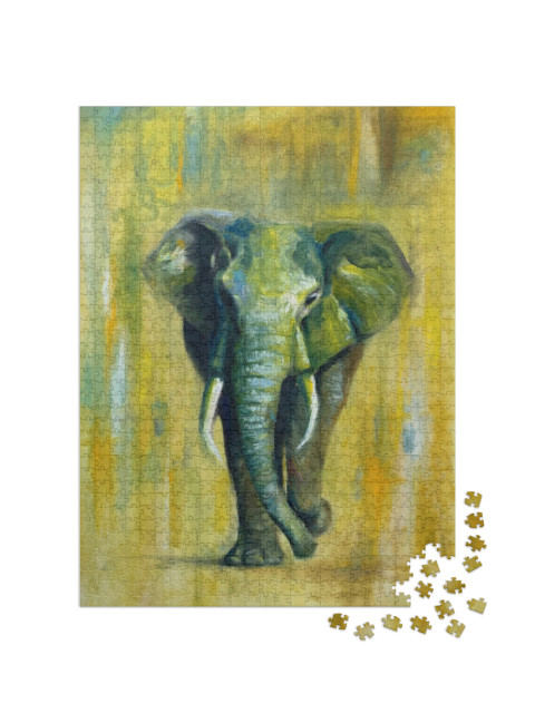 Puzzle 1000 pezzi „Pittura a olio: Un elefante“