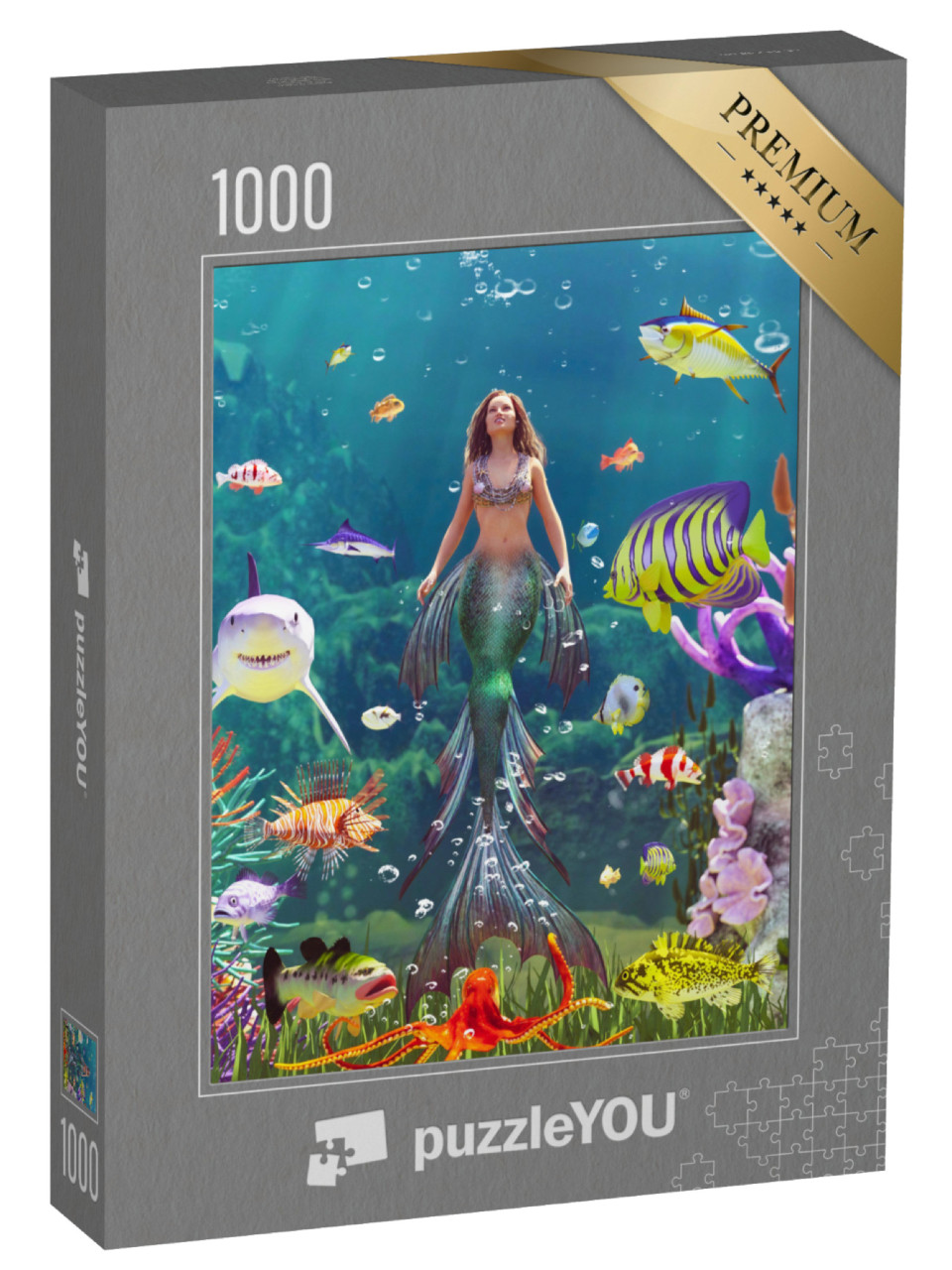 Puzzle 1000 pezzi „Ninfa marina nel colorato mondo sottomarino“