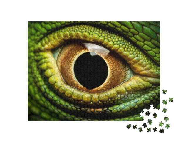 Puzzle 1000 pezzi „Immagine macro dell'occhio di un'iguana verde“