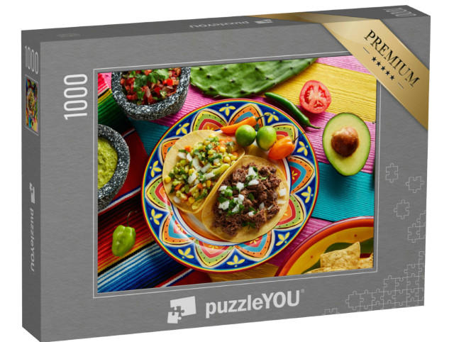 Puzzle 1000 pezzi „Tacos messicani di platillo con salse“