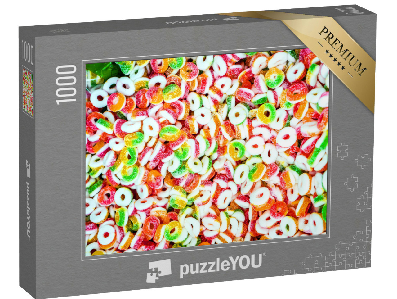 Puzzle 1000 pezzi „Caramelle di gelatina colorate e ricoperte di zucchero“