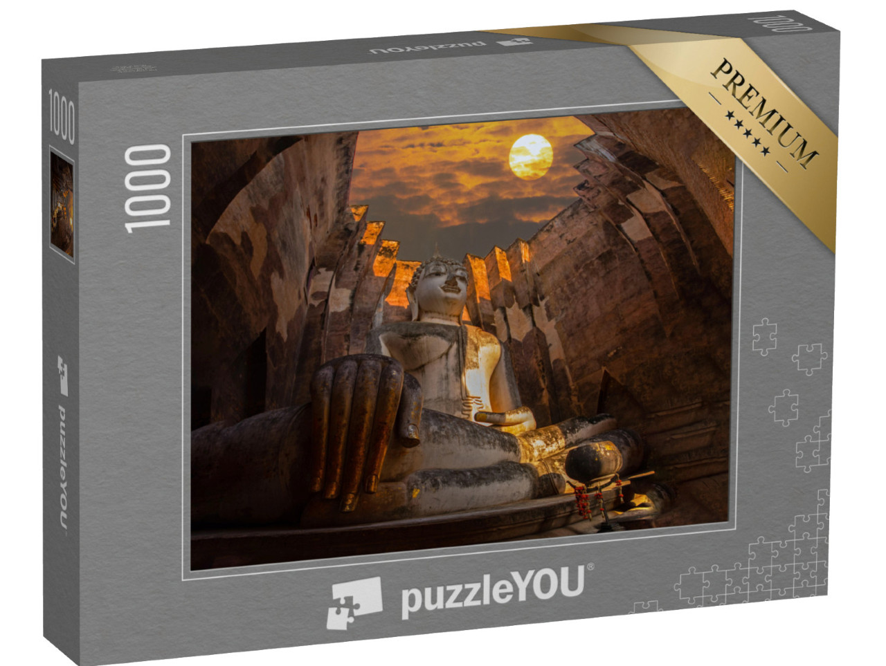 Puzzle 1000 pezzi „Statua del Buddha, Wat Si Chum nel Parco Storico di Sukhothai, Thailandia“